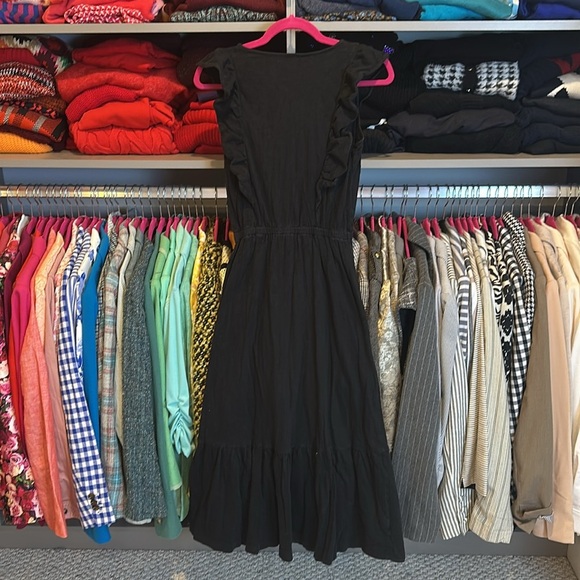Loft black sleeveless elastic waistband ruffled midi dress size XS - Picture 3 of 3
